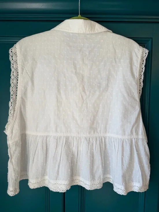 Anthropologie Pilcro Crop Swing Blouse Eyelet Lace NWT XL Boho Cottagecore Top - Picture 7 of 8